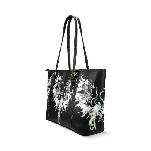 Phoenix - Abstract Painting Bird White 1 Leather Tote Bag/Small (Model 1640)