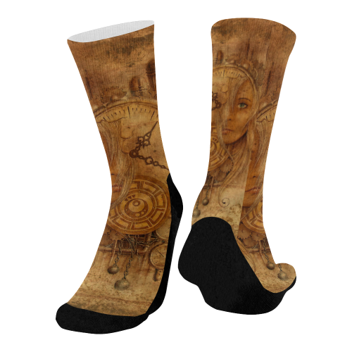 A Time Travel Of STEAMPUNK 1 Mid-Calf Socks (Black Sole)