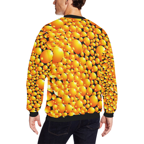 yellow bubble Men's Oversized Fleece Crew Sweatshirt/Large Size(Model H18)