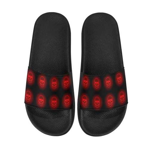 Bright Sugarskulls, red by JamColors Men's Slide Sandals (Model 057)