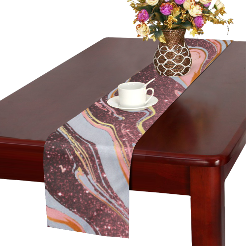 Rose gold glitter marble Table Runner 14x72 inch