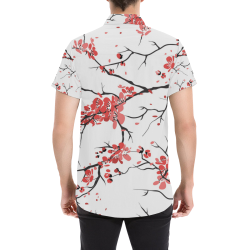 Sakura Cherry Blossom Men's All Over Print Short Sleeve Shirt (Model T53)
