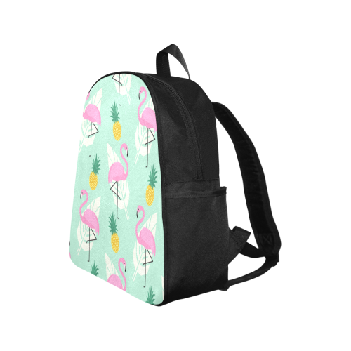 Tropical Pink Flamingos Pineapples and Palm Leaf Multi-Pocket Fabric Backpack (Model 1684)