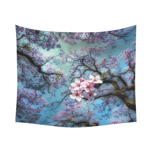 Cherry blossomL Cotton Linen Wall Tapestry 60"x 51"