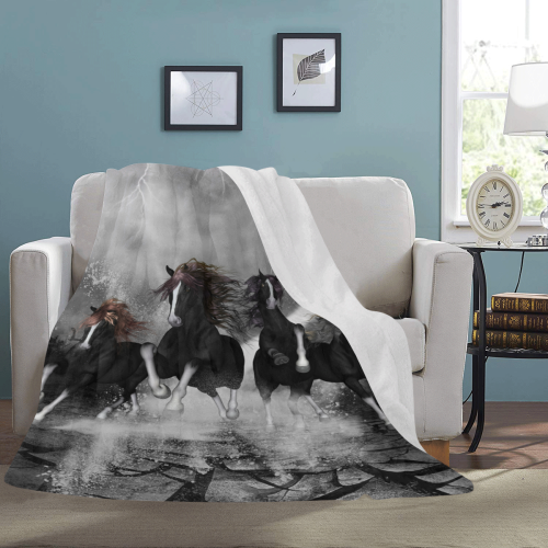Awesome running black horses Ultra-Soft Micro Fleece Blanket 60"x80"