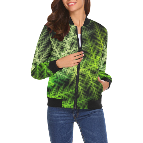 Evergreen All Over Print Bomber Jacket for Women (Model H19)