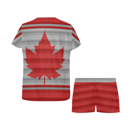 Canada Pajamas Knit Print Women's Short Pajama Set