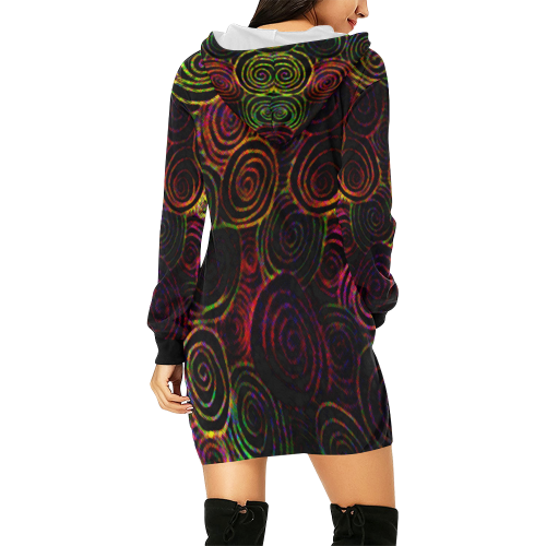 Velvety Swirls All Over Print Hoodie Mini Dress (Model H27)