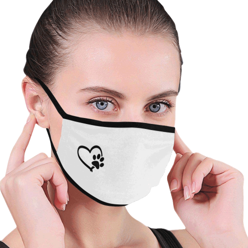 DOG LOVERS - Black Heart and Dog Paw shapes Mouth Mask