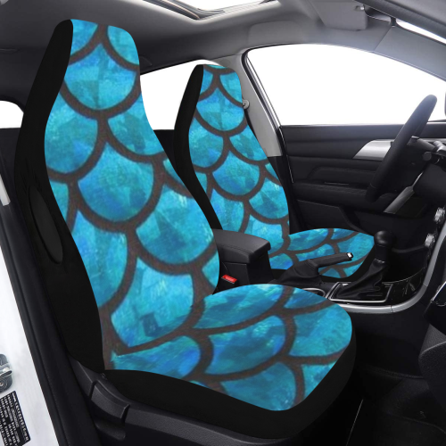 Mermaid SCALES blue Car Seat Cover Airbag Compatible (Set of 2)