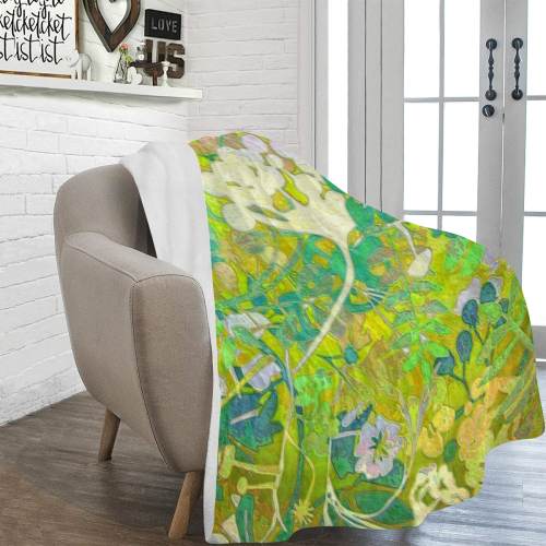 floral 1 vintage abstract in green Ultra-Soft Micro Fleece Blanket 60"x80"