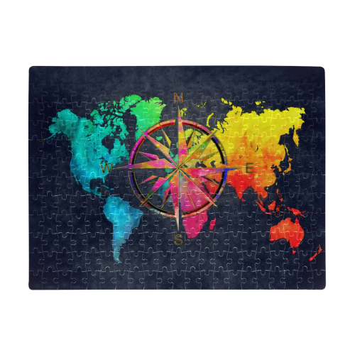 world map wind rose #map #worldmap A3 Size Jigsaw Puzzle (Set of 252 Pieces)