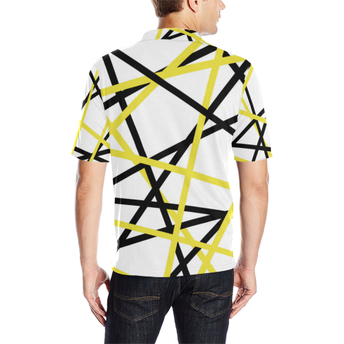Black and yellow stripes Men's All Over Print Polo Shirt (Model T55)