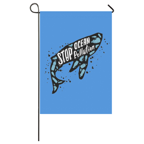 Stop Ocean Pollution Whale Garden Flag 28''x40'' （Without Flagpole）