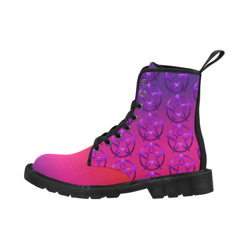 Rainbow Purple Pentacles Halloween Cheeky Witch Martin Boots for Women (Black) (Model 1203H)