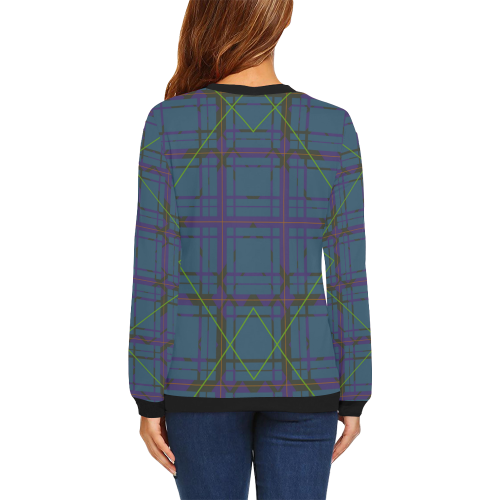 Neon plaid 80's style design All Over Print Crewneck Sweatshirt for Women (Model H18)
