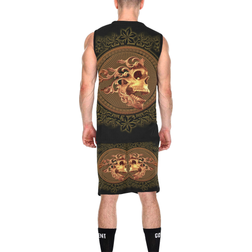 Amazing skull with floral elements All Over Print Basketball Uniform