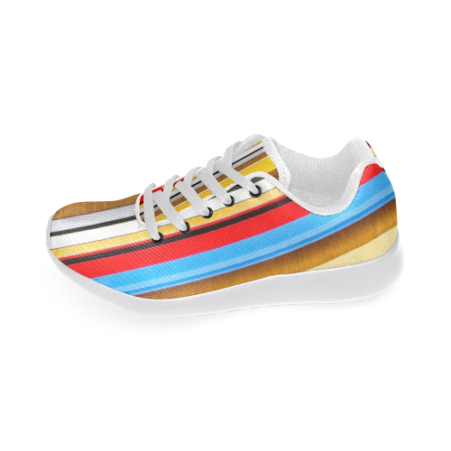 Colorful abstract pattern stripe art Women's Running Shoes/Large Size (Model 020)