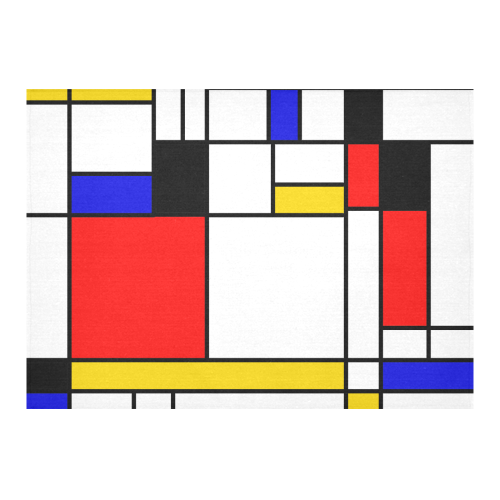Bauhouse Composition Mondrian Style Cotton Linen Tablecloth 60"x 84"