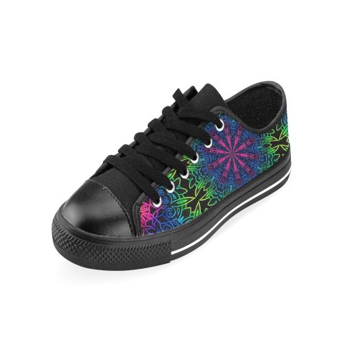 Rainbow Scratch Art Mandala Kaleidoscope Abstract Men's Classic Canvas Shoes/Large Size (Model 018)