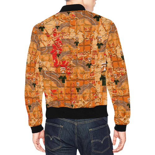 Lamassu Sport Orange All Over Print Bomber Jacket for Men/Large Size (Model H19)