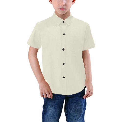 Color Solid Sweet Corn Boys' All Over Print Short Sleeve Shirt (Model T59)