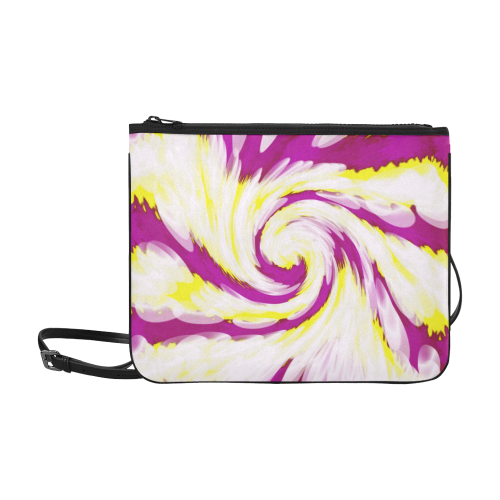 Pink Yellow Tie Dye Swirl Abstract Slim Clutch Bag (Model 1668)