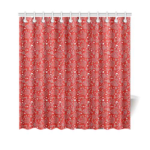 red white hearts Shower Curtain 69"x70"