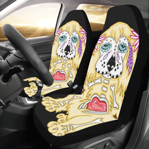 Cocker Spaniel Sugar Skull Black Car Seat Covers (Set of 2)