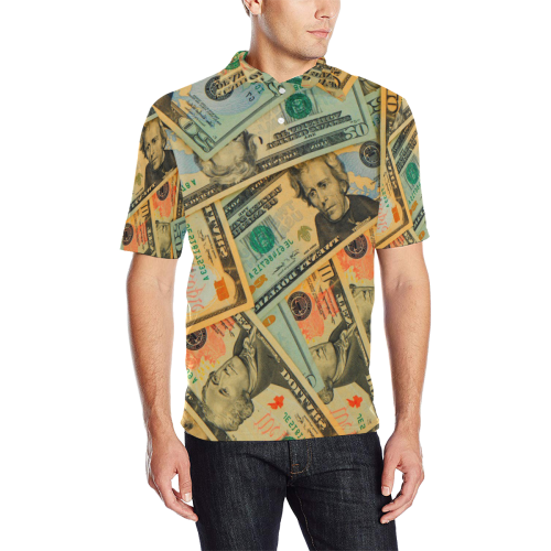 US DOLLARS 2 Men's All Over Print Polo Shirt (Model T55)