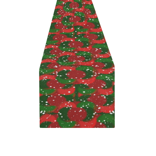 Christmas Snow Red and Green Table Runner 14x72 inch