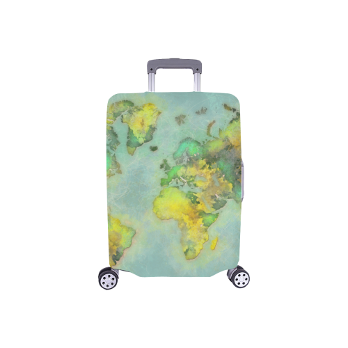 world map green #map #worldmap Luggage Cover/Small 18"-21"