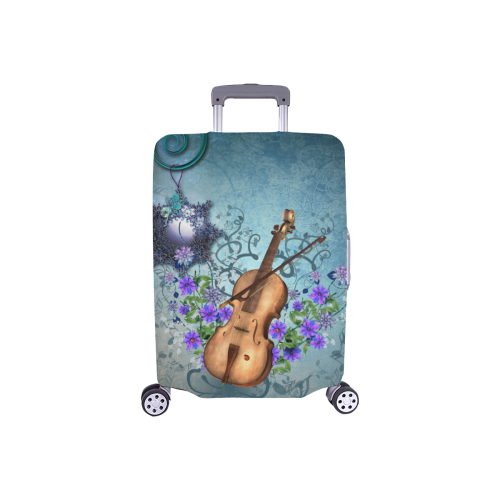 Violin with violin bow and flowers Luggage Cover/Small 18"-21"