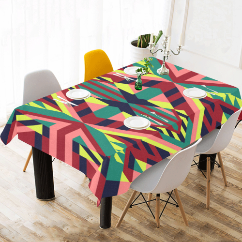Modern Geometric Pattern Cotton Linen Tablecloth 60"x120"