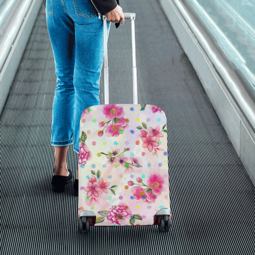 Watercololor Pink Blossoms Wallpaper Trend 1 Luggage Cover/Small 18"-21"