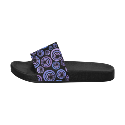 Retro Psychedelic Ultraviolet Blue Pattern Women's Slide Sandals (Model 057)