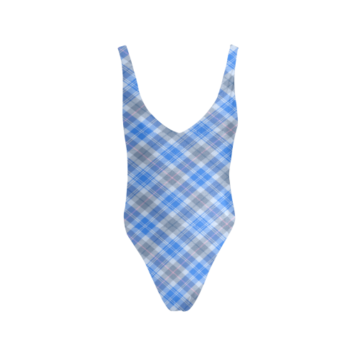 Plaid patterns Sexy Low Back One-Piece Swimsuit (Model S09)