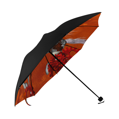 Wonderful steampunk horse, red white Anti-UV Foldable Umbrella (Underside Printing) (U07)
