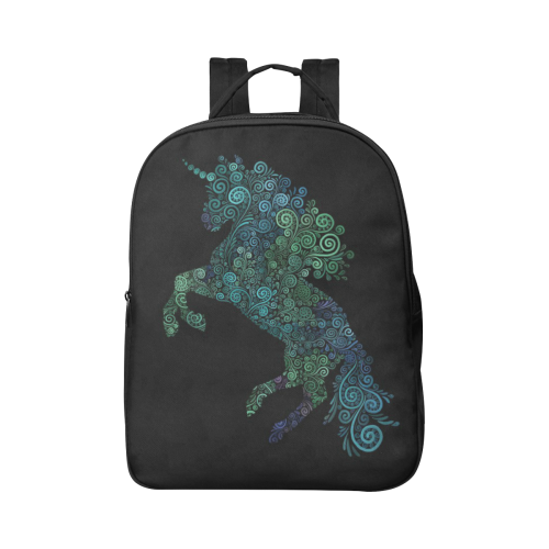 3D Psychedelic Unicorn blue and green Popular Fabric Backpack (Model 1683)