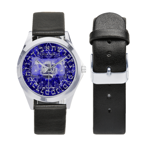 projet bar mitzva Unisex Silver-Tone Round Leather Watch (Model 216)