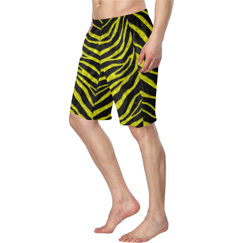 Ripped SpaceTime Stripes - Yellow Men's Swim Trunk (Model L21)