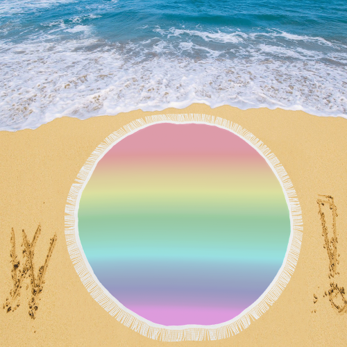 Pastel Rainbow Circular Beach Shawl 59"x 59"