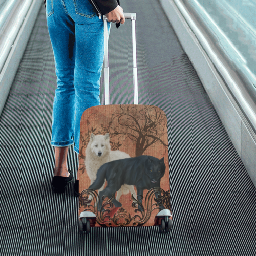 Awesome black and white wolf Luggage Cover/Small 18"-21"