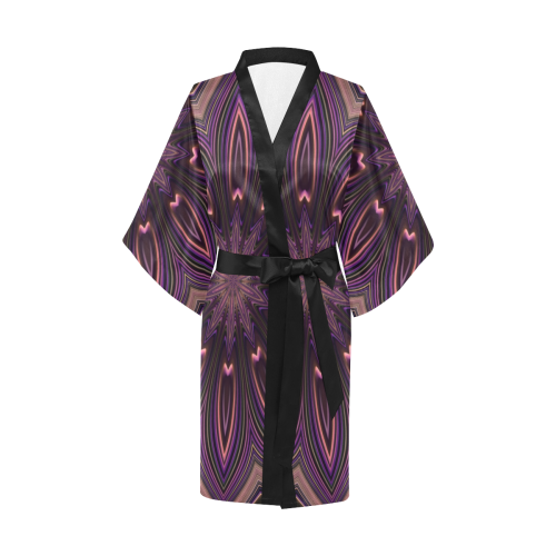 Pastel Satin Ribbons Fractal Mandala 5 Kimono Robe