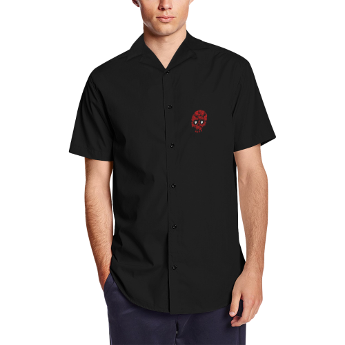 Rose Skull Logo Men's Short Sleeve Shirt with Lapel Collar (Model T54)