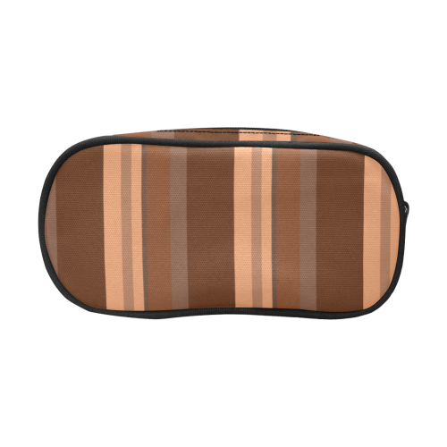 Brown Chocolate Caramel Stripes Pencil Pouch/Large (Model 1680)