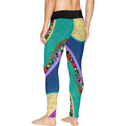 Abstract Pattern Mix - Dots And Colors 1 Men's All Over Print Leggings (Model L38)