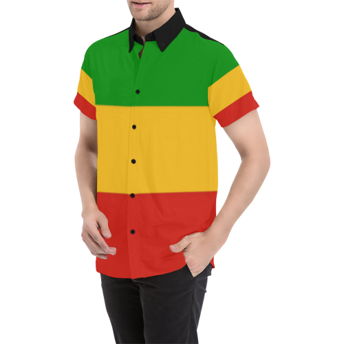 Rastafari Flag Colored Stripes Men's All Over Print Short Sleeve Shirt (Model T53)