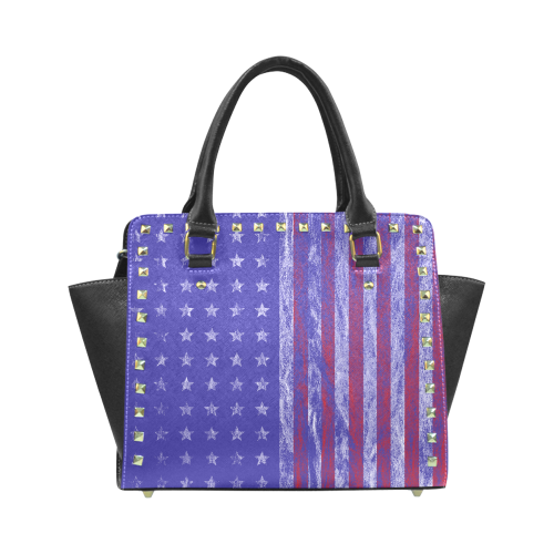 Vintage Retro America American USA Flag stars & stripes Rivet Shoulder Handbag (Model 1645)