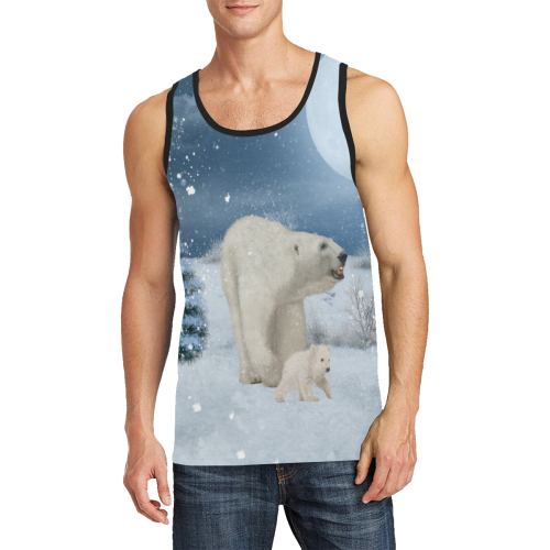 Polar bear mum with polar bear cub Men's All Over Print Tank Top (Model T57)